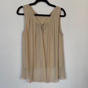 Tracy Reese Silk Tan Sleeveless Tie Front Blouse